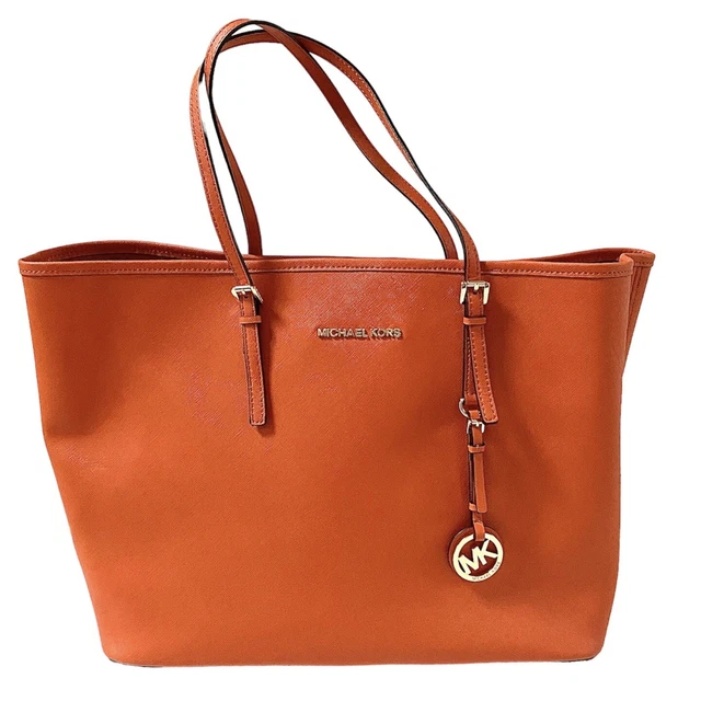 Michael Kors Jet Set Travel Large Saffiano Orange Leather Tote, Nwot