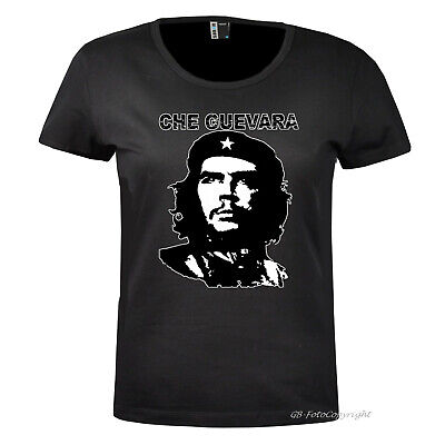 Che Guevara Donna T-Shirt Cuba Revolution 2093 Nero