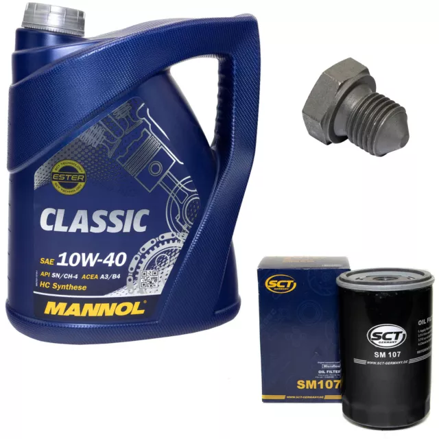 Motoröl Ölfilter SM107 10W40 5Liter + Ölablassschraube für Audi Seat VW Polo