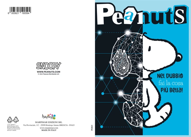 BIGLIETTO AUGURI COMPLEANNO Sagomato Snoopy Nel Dubbio Fai La Cosa Più