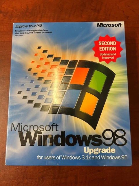 Windows 98 Click RARE NON OUVERT neuf Microsoft Windows 98 deuxième édition EUR 87,86 ...