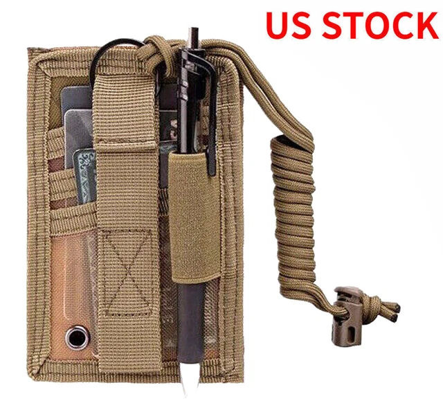 US Tactical ID Card Holder Hook&Loop Patch Badge Carrier Pouch with Neck Lanyard