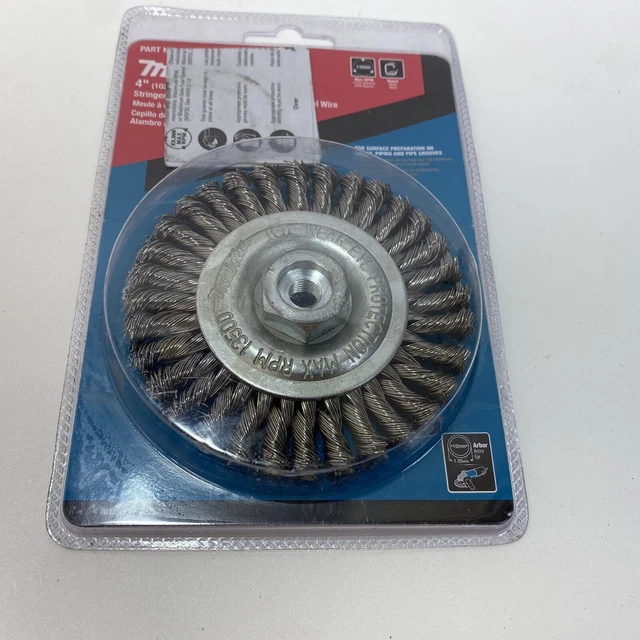 Rueda de alambre de acero inoxidable torsión de cuentas de cuerda Makita 4" M10x1.25 árbol A-98516