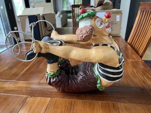 Figurine Clown Asilo Grimpant à Une Corde - H 65 Cm, Vintage