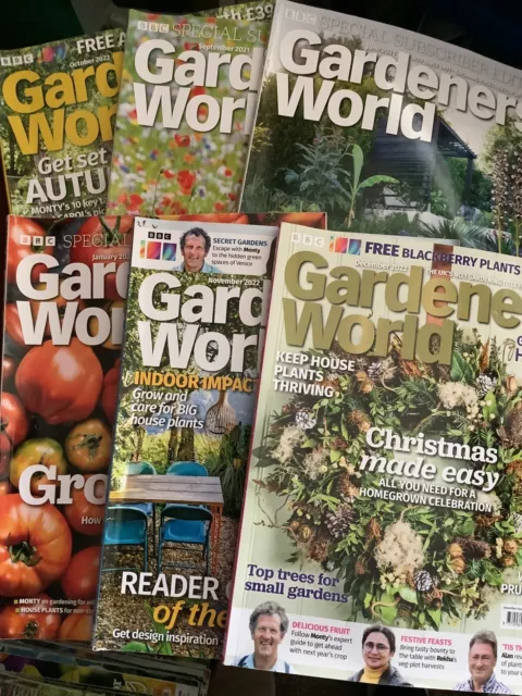 6 Issues Gardeners' World Magazine, 2021, 2022, & 2023 Exc.cond.