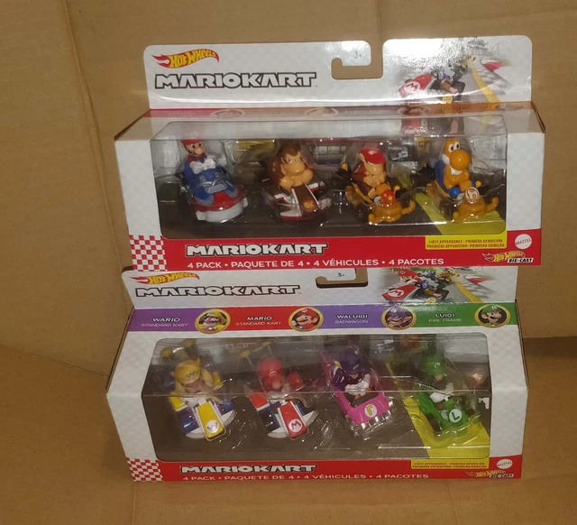MARIO KART 4 Pack Hot Wheels Wario Mario Waluigi Luigi SEALED / NIB