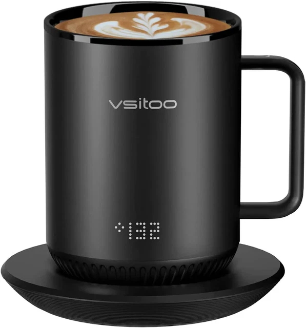 VSITOO S3 Temperature Control Smart Mug with Lid, Coffee Mug Warmer with Mug for