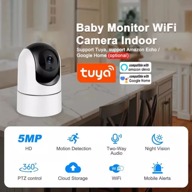 2.4G&5G 5MP WLAN Kamera Überwachungskamera Baby/Haustier Monitor PTZ TUYA/Alaxe