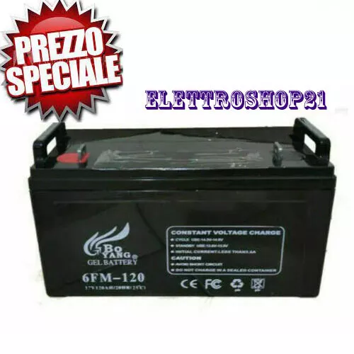 Batteria 120Ah 12V Gel Fotovoltaico Pannelli Energia Solare Nautica Camper Amp