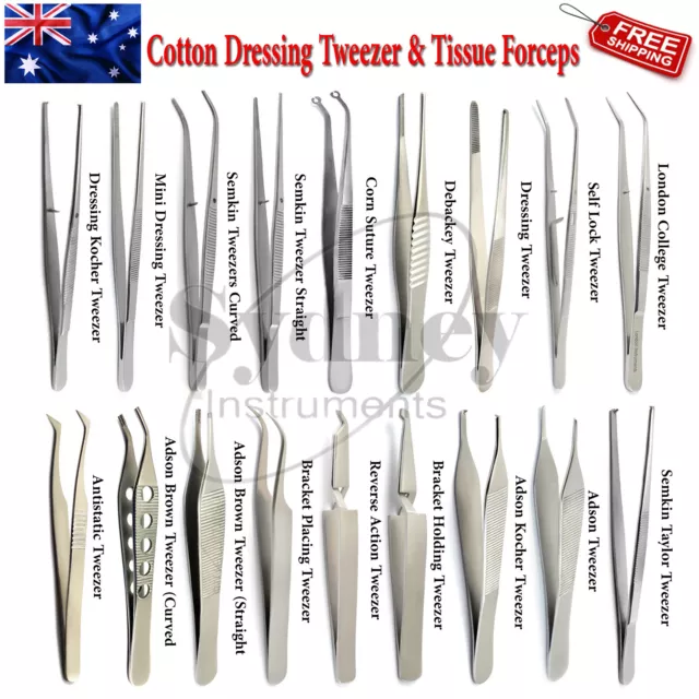 Dental Surgical Tweezers Cotton Dressing Forceps Serrated Tip Tissue Pliers