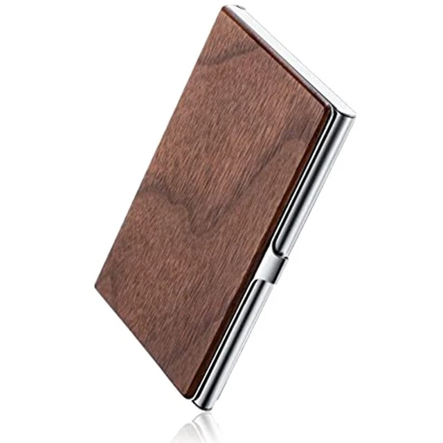 Porta biglietti da visita in legno con 6 tasche, in rovere chiaro