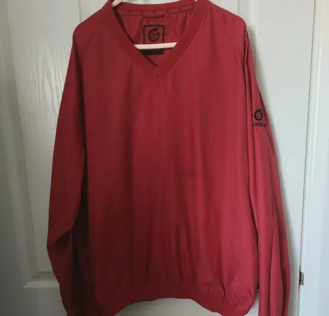 Windbreaker Golf By Sunderland Scotland Scozia da uomo rosso collo a V taglia L vintage