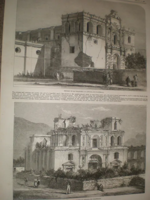 Jesuitenkirche und Kirche von San Francisco Antigua Guatemala 1859 Drucke Ref. AX