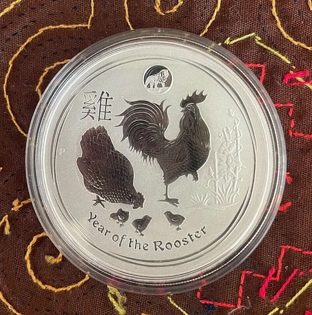 Silver! 1 troy oz .9999 Fine 2017 $1 Perth Lunar II Year of the Rooster+ Lion *