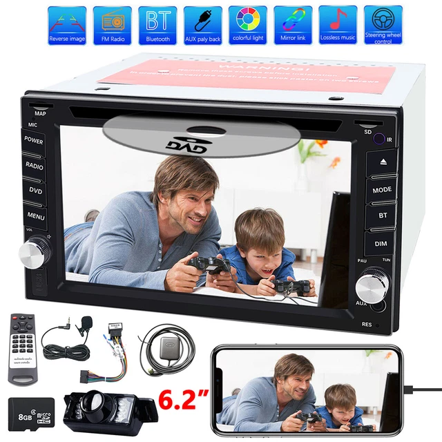GPS MAP+CAM+Double 2 Din Audio In Dash Stereo Car Bluetooth Radio DVD For Nissan