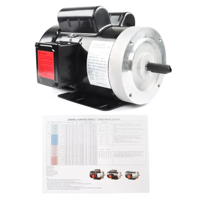 2HP Electric Motor 3450RPM General Purpose Single Phase Motor 56C Frame 115/230V