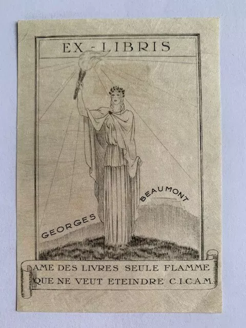 Ex-libris BEAUMONT Georges, 89 x 69 mm, 20è