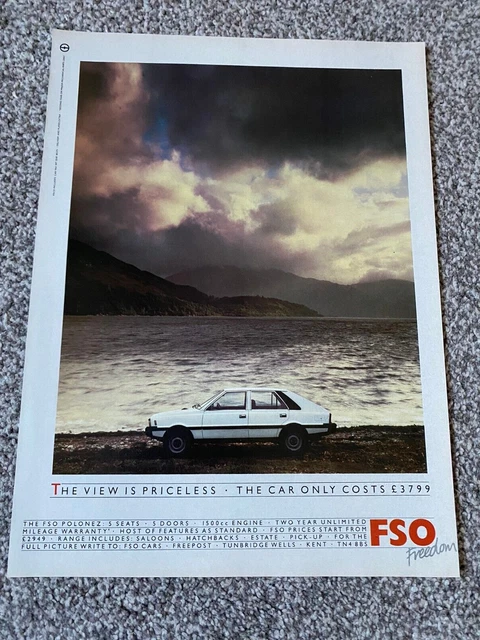 RARE ORIGINAL VINTAGE 1980's Magazine Car Advert Art Picture FSO ...