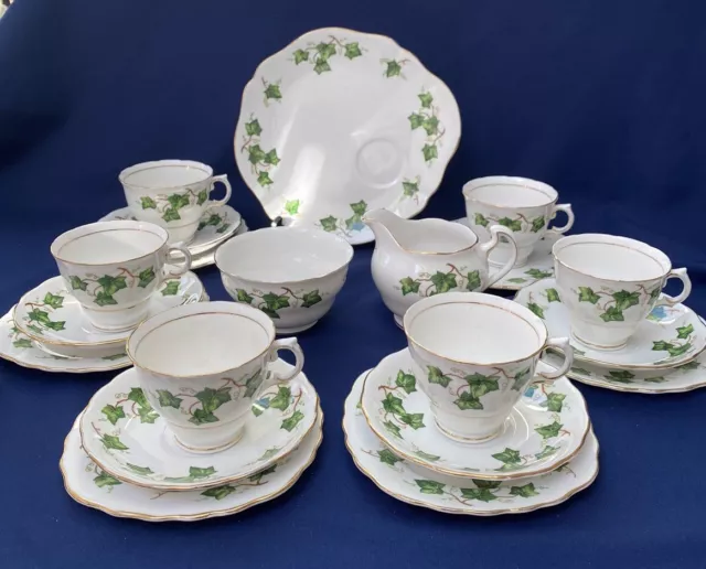 Colclough Ivy Leaf  Tea Set 20 Piece  with Tennis Plate 1960s