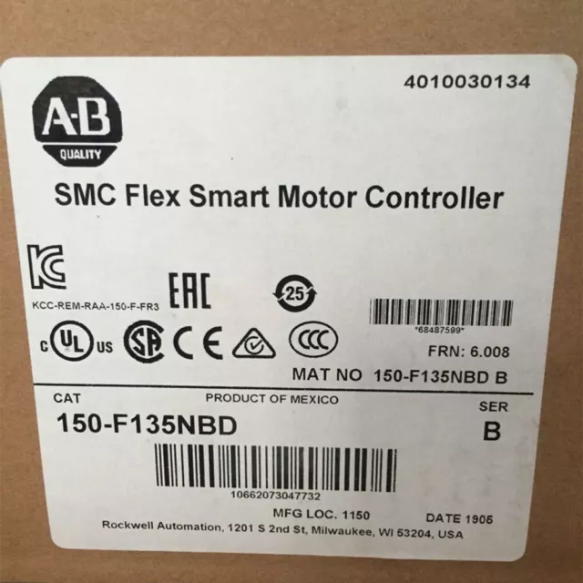 New Allen-Bradley 150-F135NBD SMC Flex Smart Motor Controller AB 150 F135NBD US