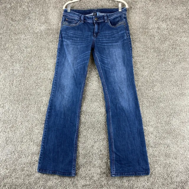 Apt. 9 Modern Bootcut Jeans Women's 8 Blue Faded Whisker Low Rise Rhinestone