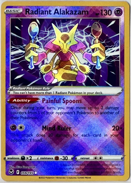 Radiant Alakazam - 059/195 Silver Tempest SHINY Holo Rare Pokemon - NM