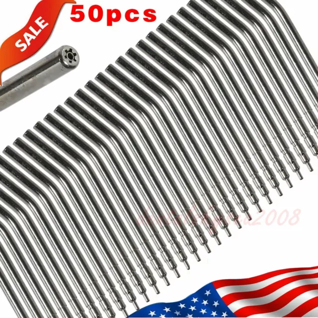 50 Dental Air Water Spray Nozzles/Tips Triple 3-way Syringe Metal Tube Autoclave
