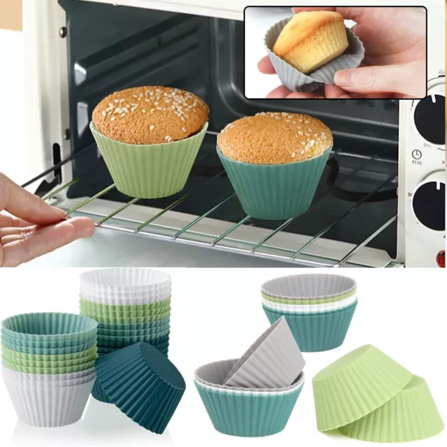 12x bunte Silikon Muffinförmchen Förmchen Becher Muffins Cupcake Backform Form