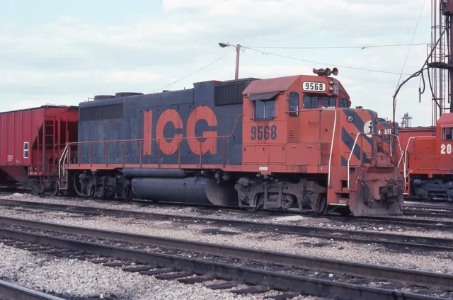 H: Orig Slide ICG Illinois Central Gulf GP38-2 #9568 Champaign 1983 Gray/Orange
