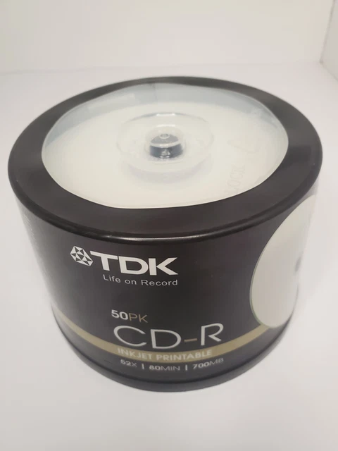 TDK 50 WHITE Printable Blank CD-R Media 52X 80 Min 700 Mb $21.90 ...