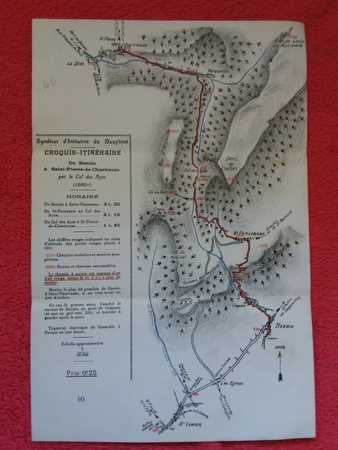 Itinerary sketch from BERNIN to St Pierre de Chartreuse / Col des AYES / DAUPHINÉ