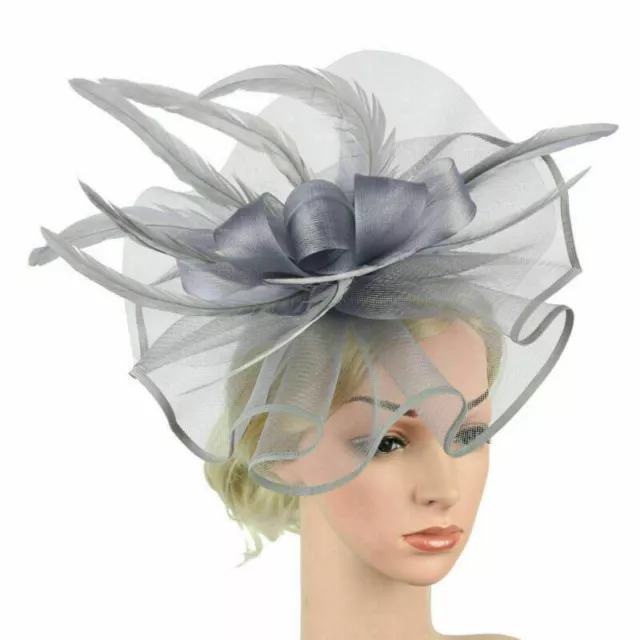 Flower Feather Hair Hat Fascinator on Headband Wedding Royal Ascot Races Party