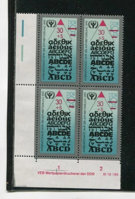DDR Mi 3353 Viererblock postfrisch DV Druckvermerk
