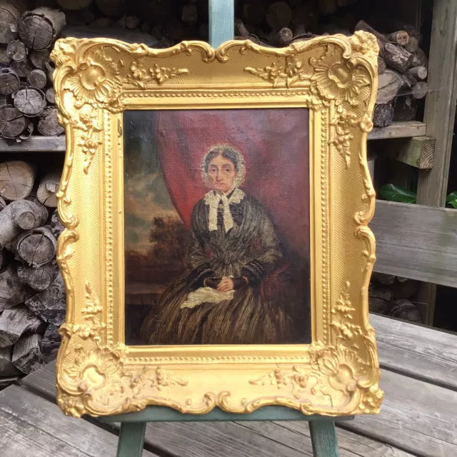 Old Antique Early 19th Century Oil Painting Female Portrait Signed C Gruss ?