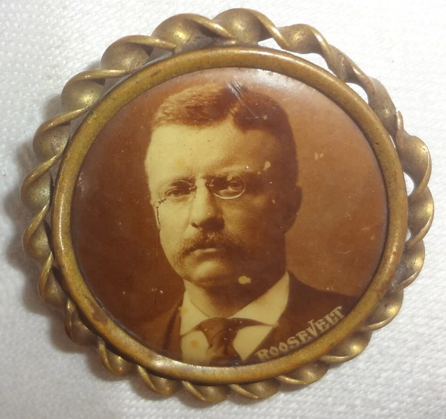 🔴 NEVER FOUND! 1901 real photo TEDDY ROOSEVELT pin Wm. L. HARTMAN-CINN. OHIO