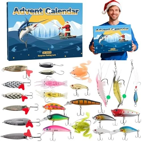 Calendario Avvento Pesca 2025 – 24 Esche Professionali Per Uomo, Regalo Natale Per Papà E Marito