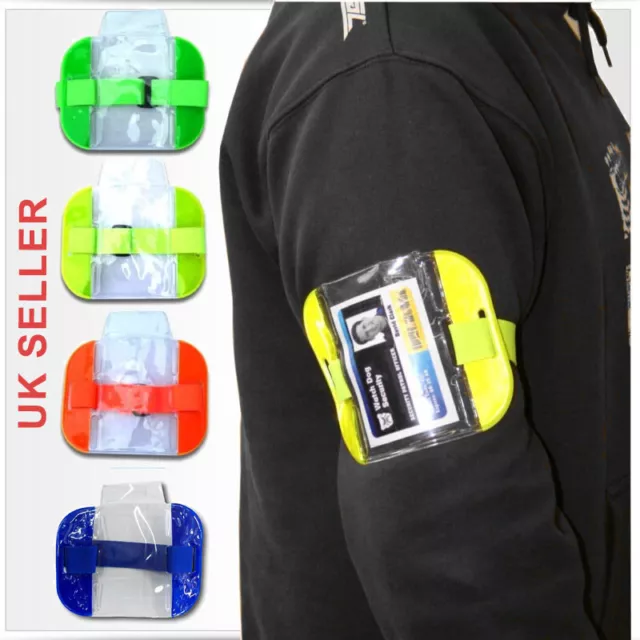 High Visibility Security Arm Band ID Badge Card Holder SIA Armband Yellow Red ..