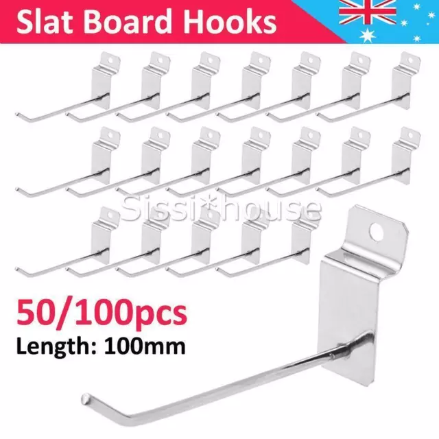 50/100pcs Slatwall Hooks 100mm Slat Wall Grooved Panel Hook Display Board