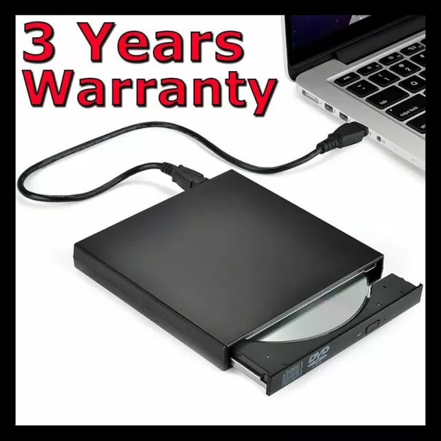 External Drive USB Portable Burner CD RW DVD ROM Reader Writer For Mac & Windows