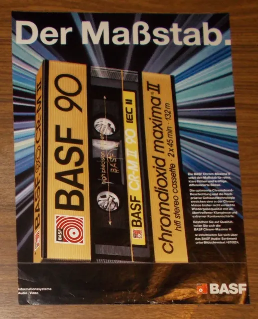 Pubblicità rara BASF CR-M II biossido di cromo maxima II cassetta stereo hifi 1986