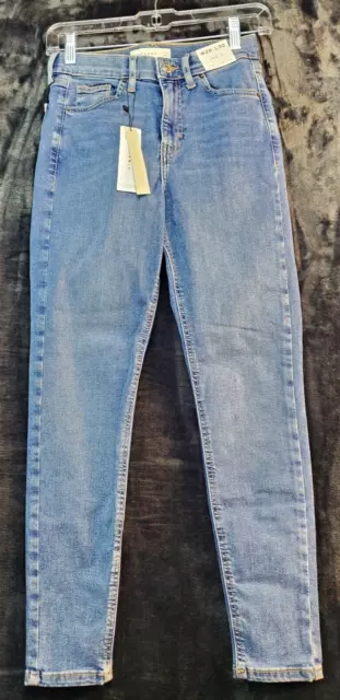 Topshop Jeans Womens Size 4 Blue Denim Cotton Pockets Skinny Leg Flat Front
