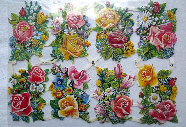 Glanzbilder Blumen Rosen – Scrapbook Deko, 24x15 Cm, Poesiebilder Für Bastelprojekte