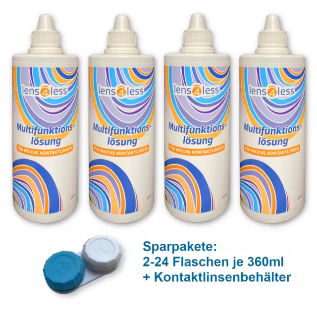 2 - 24 x LENS4LESS Kombilösung - All-In-One für weiche Kontaktlinsen 360ml