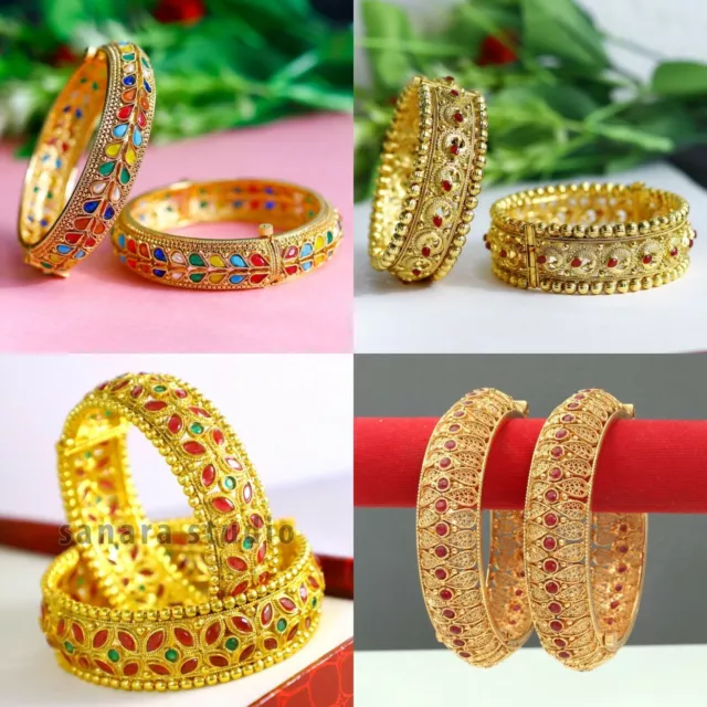 Joyería india chapada en oro Bollywood Set moda brazalete Kundan brazaletes...