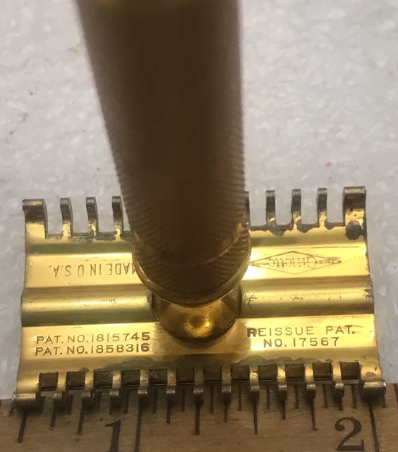 Vintage 1930S Gillette Goldtone Open Comb Reissue #17567 Safety Razor Lot 1291 9