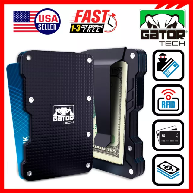 RFID Blocking Wallet Credit Card Holder Money Clip Slim Metal Scan Block for Men
