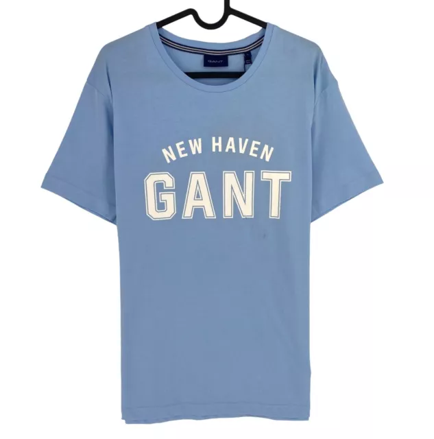 GANT Hommes Logo Bleu Ras Cou Manches Courtes T Shirt Taille L