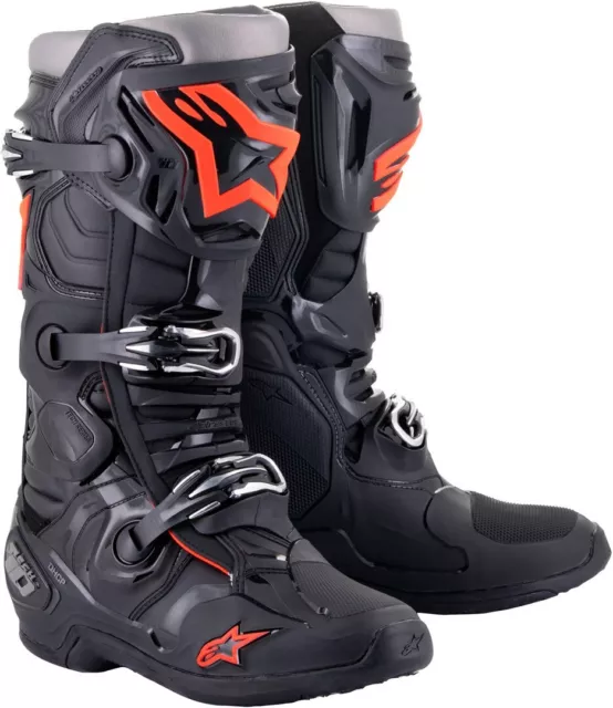 Stivali ALPINESTARS TECH 10 nero rosso fluo motocross enduro quad