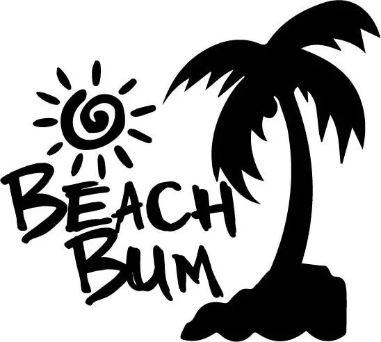 5" Beach Bum Decal Sun Beach Palm Tree Sand Ocean Window Sticker Car Decor