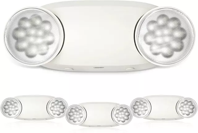 4-Pack Two-Head Emergency Lights with Battery Backup Adjustable LED Lighting